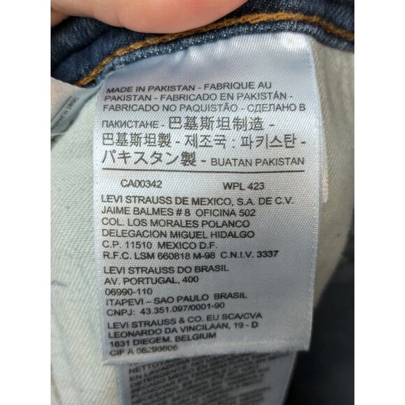 Levi's 541 Men's Size 36x34 Tapered Fit Jeans Blue Dark Wash Denim Distressed - Picture 10 of 11